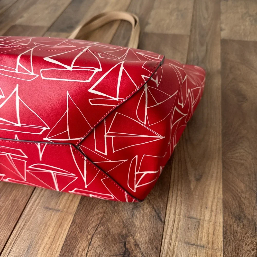 Tabitha Webb Nautical Tote Shoulder Bag‎ Red Sailboat Womens